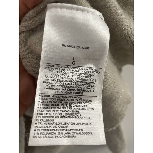 Banana Republic Women Wool Cashmere Beige soft wool Sweater Size large shimmer - Picture 5 of 9